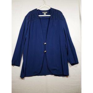 S.G. Sport Collection Vtg 90s Blue Long Sleeve Button Silky Shirt Relaxed 1X 18W